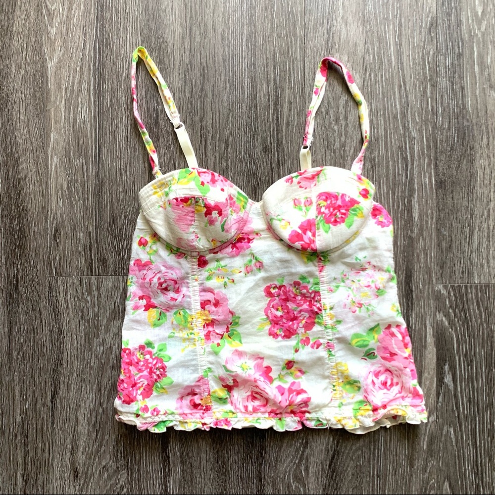 Forever 21 Floral Corset Bustier Size Small